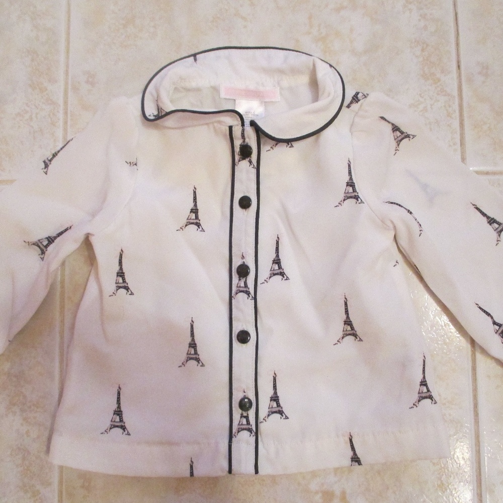 Janie and Jack Eiffel Tower France Blouse Infant 3-6 mos
